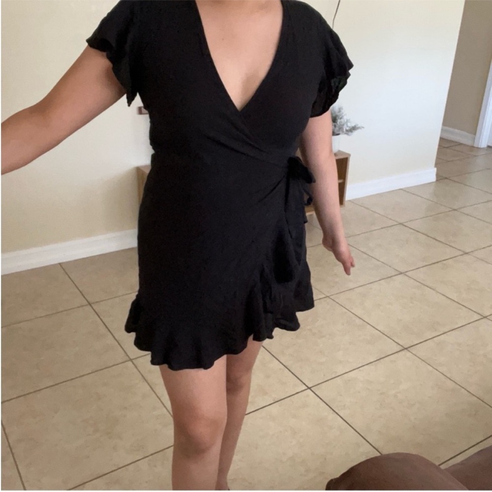 Elegant Black Wrap Dress